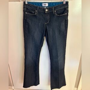 Paige Denim Skyline Boot Cut Jeans Women's Dark Wash Mid Rise Raw Hem SZ 29